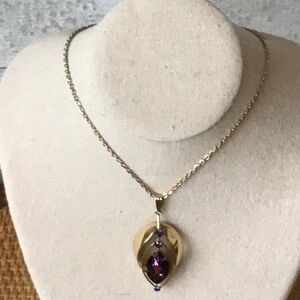 Gorgeous gold tone facetted amethyst necklace